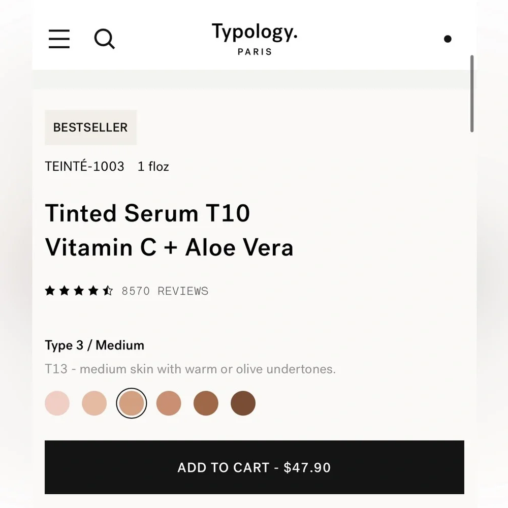 Typology Tinted Serum T10 Medium - Vitamin C & Aloe Vera - Picture 3 of 5